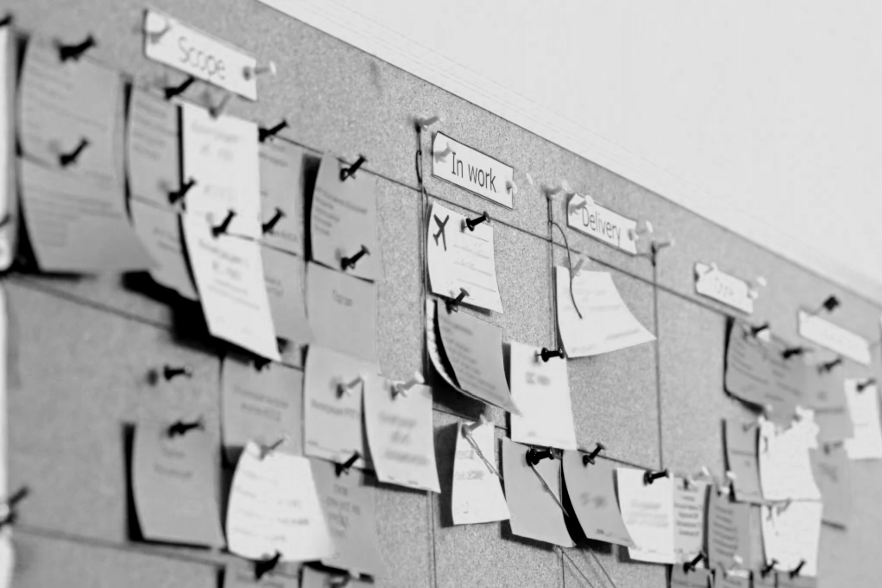 Physical task board with handwritten notes