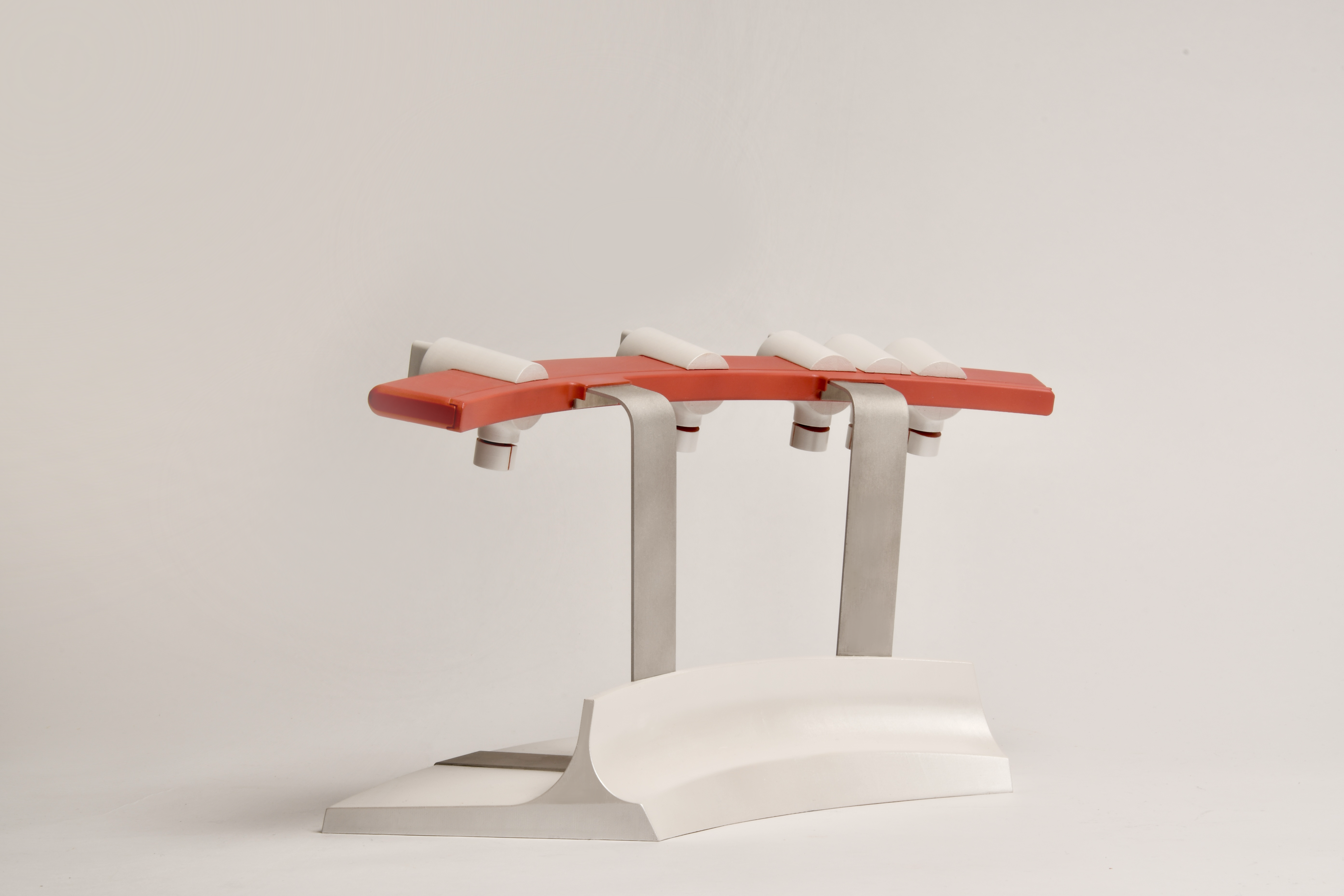 TaMa sliding rail mechanism with magnetic task card holders on curved metal supports