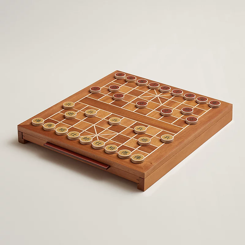 Traditional wooden Xiangqi set, front view